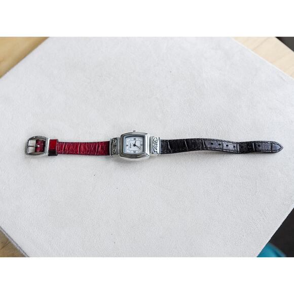 Brighton Vintage Waterford Reversible Watch Red Black Leather Retired 7" Gift - Picture 3 of 10